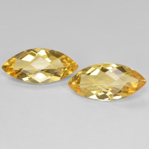 Doré Citrine gemme - 2.5ct Marquise Damier (ID: 606817)