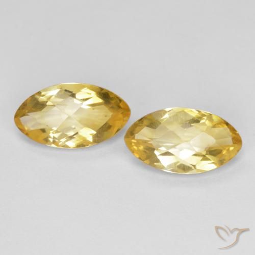 1.78 ct Yellow Citrine, 9.1 x 5.1 mm Marquise Checkerboard From Brazil, Photo A