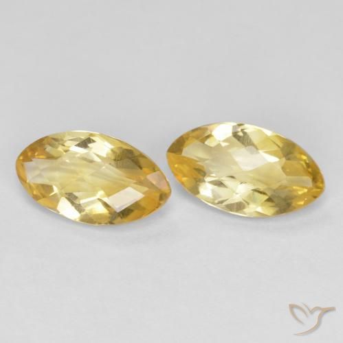 1.78 ctw Golden Citrine Stones, Natural Citrine in Marquise Checkerboard Shape for Sale
