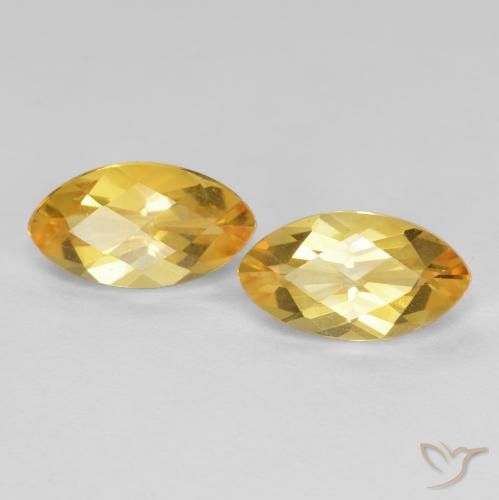 1.96 ctw Golden Citrine Stones, Natural Citrine in Marquise Checkerboard Shape for Sale