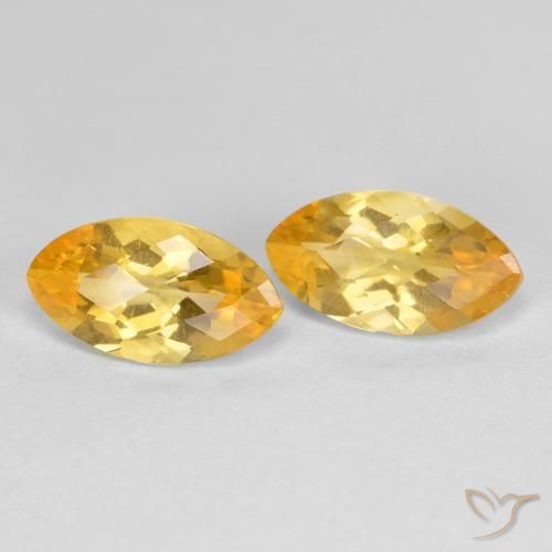 1.80 ctw Golden Citrine Stones, Natural Citrine in Marquise Checkerboard Shape for Sale