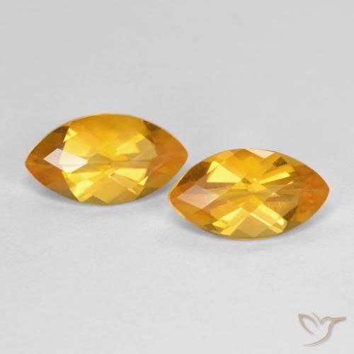 1.80 ctw Golden Citrine Stones, Natural Citrine in Marquise Checkerboard Shape for Sale