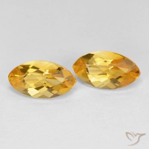 2.09 ctw Golden Citrine Stones, Natural Citrine in Marquise Checkerboard Shape for Sale