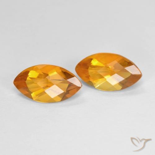 1.82 ct Yellow Citrine, 9.1 x 5 mm Marquise Checkerboard From Brazil, Photo A