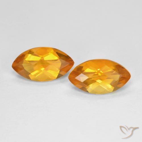 1.82 ctw Golden Citrine Stones, Natural Citrine in Marquise Checkerboard Shape for Sale