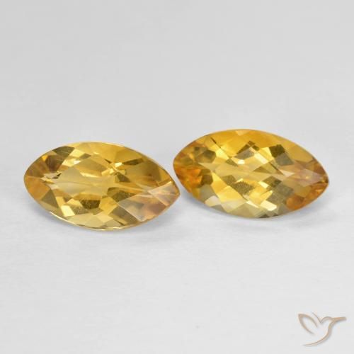 1.99 ct Yellow Citrine, 9.1 x 5.1 mm Marquise Checkerboard From Brazil, Photo A