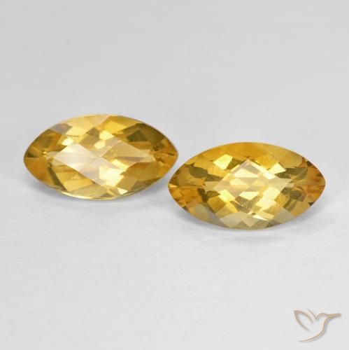 1.99 ctw Golden Citrine Stones, Natural Citrine in Marquise Checkerboard Shape for Sale