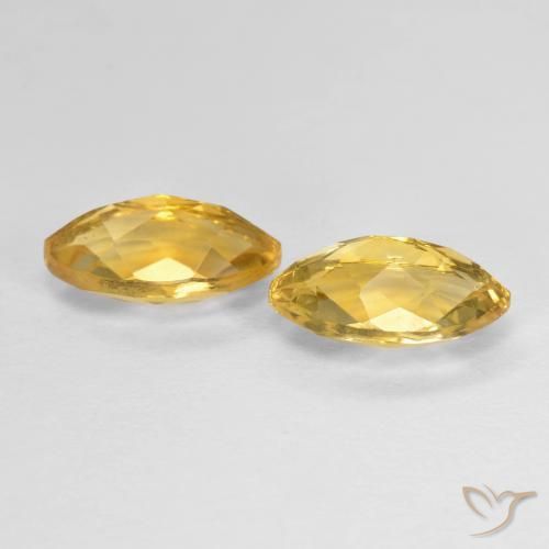 Citrine Gemstones in 9.1 x 5.1 mm Size for Sale, Citrine Stones in Medium-Dark Golden Color