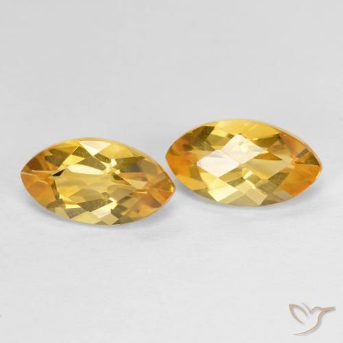 2.08 ctw Golden Citrine Stones, Natural Citrine in Marquise Checkerboard Shape for Sale