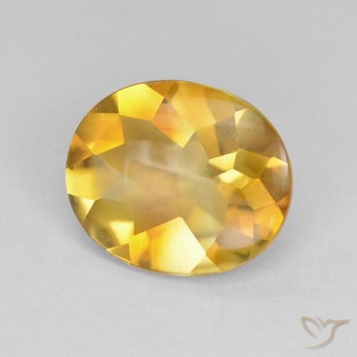 3.81 ct Golden Citrine Stone, Natural Citrine in Oval Buff-Top Shape for Sale
