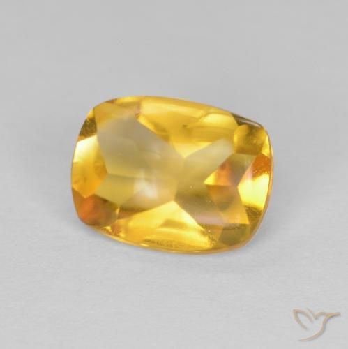 1.25 ct Golden Citrine Stone, Natural Citrine in Cushion Buff-Top Shape for Sale