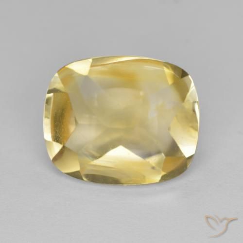 4.68 ct Golden Citrine Stone, Natural Citrine in Cushion Buff-Top Shape for Sale