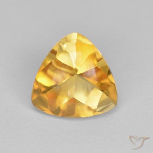 1.70ct Natural Deep Golden Orange Citrine, Trillion, Transparent