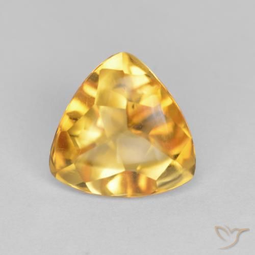 1.56ct Natural Deep Golden Orange Citrine, Trillion, Transparent