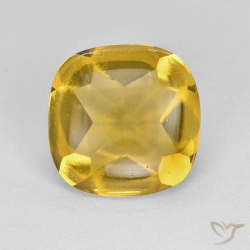 3.40 ct Golden Citrine Stone, Natural Citrine in Cushion Buff-Top Shape for Sale