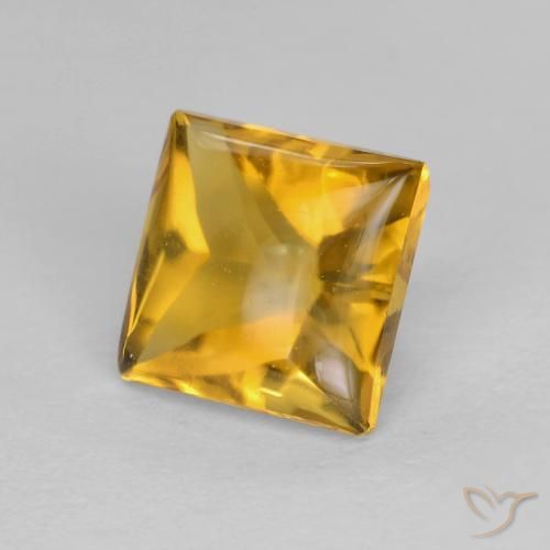 Doré foncé Citrine gemme - 1.1ct Carré Buff-Top (ID: 608416)