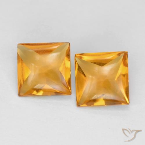 1.8 ct Yellow Citrine, 6.1 x 6.1 mm Square Buff Top From Brazil, Photo A