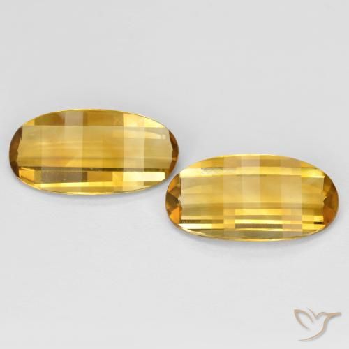 4.82 ct Yellow Citrine, 12 x 7.1 mm Oval Checkerboard From Brazil, Photo A