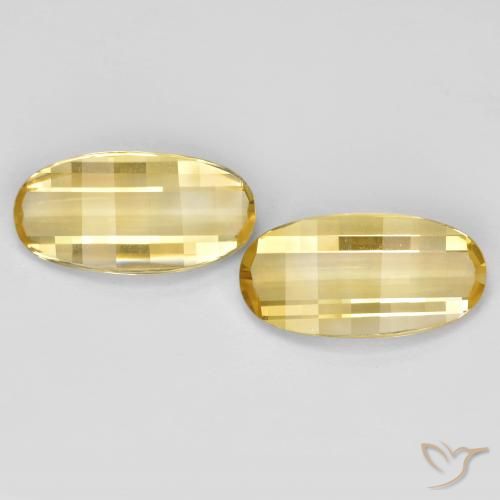 4.91 ct Yellow Citrine, 14.1 x 7.1 mm Oval Checkerboard From Brazil, Photo A