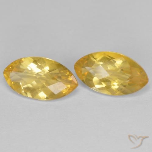 1.75 ctw Golden Citrine Stones, Natural Citrine in Marquise Checkerboard Shape for Sale