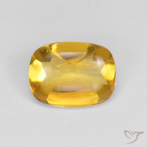 1.28 ct Golden Citrine Stone, Natural Citrine in Cushion Buff-Top Shape for Sale