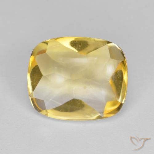 4.80 ct Golden Citrine Gemstone, Citrine Gem in Cushion Buff-Top Shape for Sale.