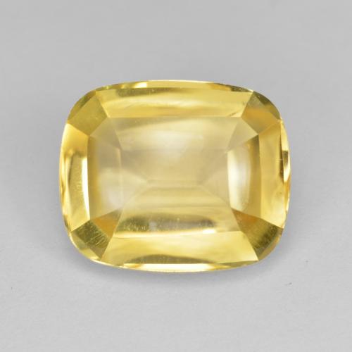 12 x 9.9mm Cushion Buff-top Yellow Citrine from Brazil, Weight of 5.17ct, Natural untreated Gemstone in Transparent Clarity, 1pc Citrine - Color: Medium-light Yellow, Mohs Hardness of 7 suitable for daily wear jewelry, November Birthstone, Photo A