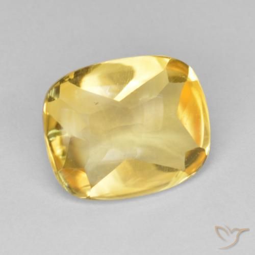 4.96 ct Golden Citrine Stone, Natural Citrine in Cushion Buff-Top Shape for Sale