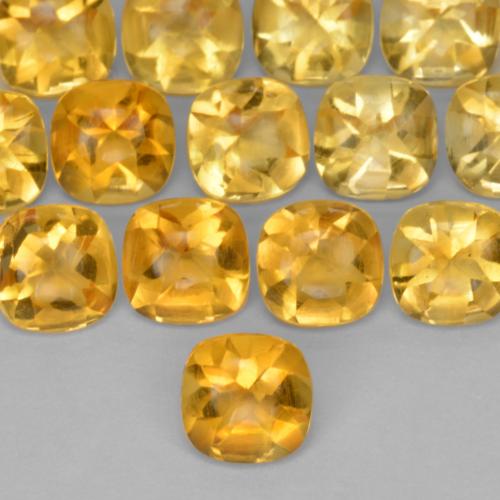 Medium-Light Golden Citrine Gem - 0.5ct Cushion Buff-Top (ID: 610608)