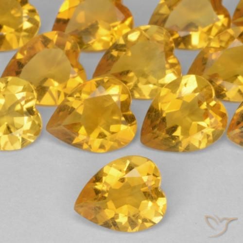 0.45ct Natural Medium Golden Citrine, Heart, VS