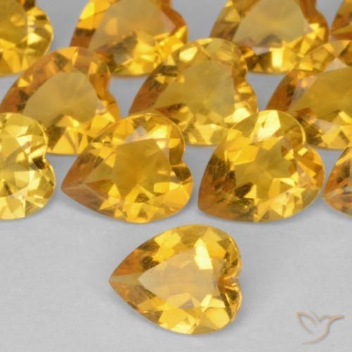 0.45 ct Golden Citrine Stone, Natural Citrine in Heart Facet Shape for Sale