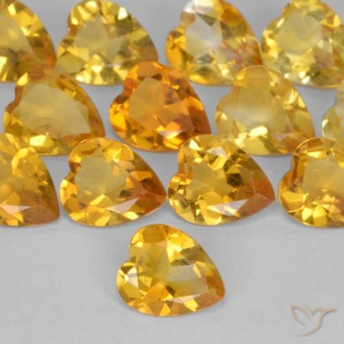 0.44ct Natural Deep Golden Orange Citrine, Heart, VS