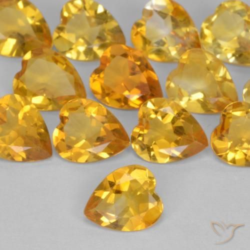 0.87 ctw Golden Citrine Stones, Natural Citrine in Heart Facet Shape for Sale
