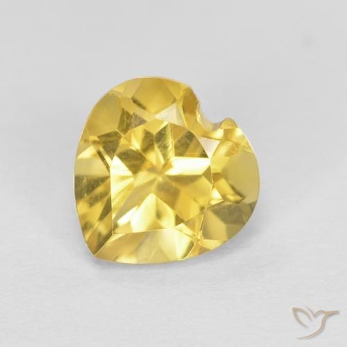0.76 ct Yellow Citrine, 6.1 x 6.1 mm Heart Cut From Brazil, Photo A
