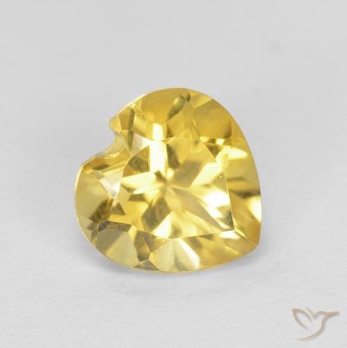 0.76 ct Yellow Citrine Stone, Natural Citrine in Heart Facet Shape for Sale