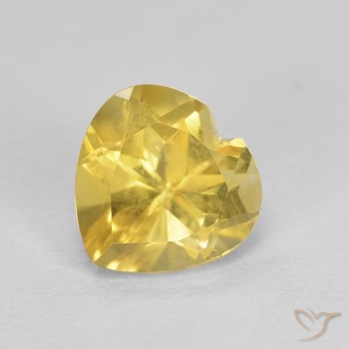 0.79 ct Yellow Citrine Stone, Natural Citrine in Heart Facet Shape for Sale