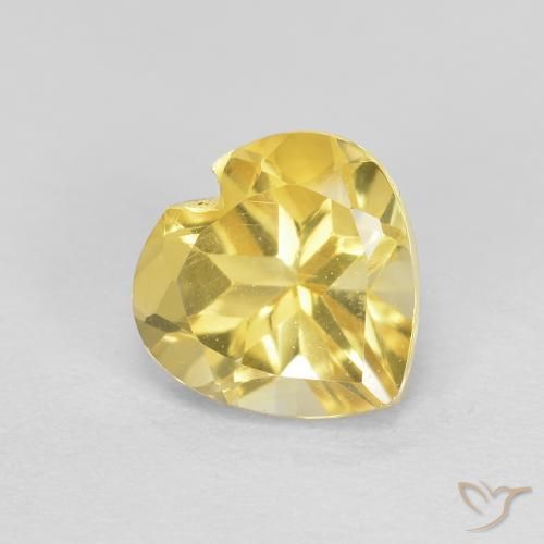0.77ct Natural Medium Yellow Citrine, Heart, VVS-VS