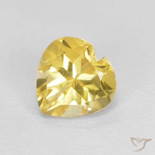 0.77 ct Yellow Citrine Stone, Natural Citrine in Heart Facet Shape for Sale