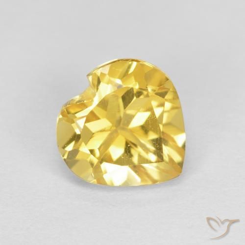 0.79 ct Yellow Citrine Stone, Natural Citrine in Heart Facet Shape for Sale