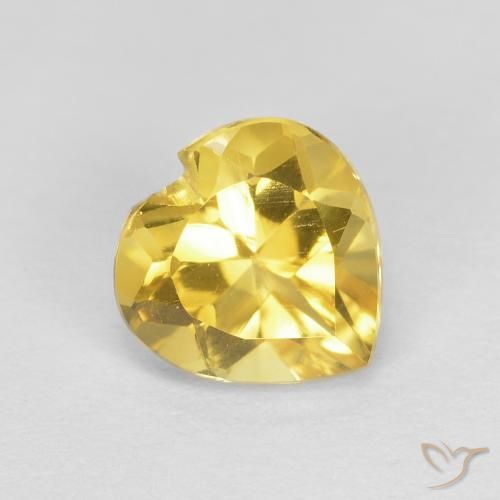0.78 ct Yellow Citrine Stone, Natural Citrine in Heart Facet Shape for Sale