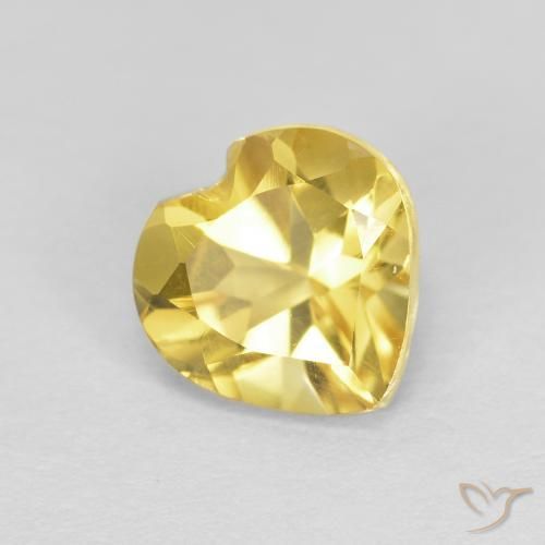 0.78ct Natural Medium Yellow Citrine, Heart, VVS-VS