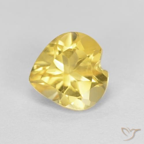 0.78 ct Yellow Citrine Stone, Natural Citrine in Heart Facet Shape for Sale