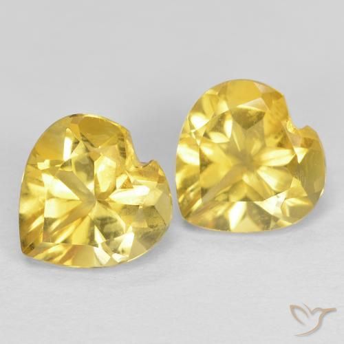 1.37ctw Natural Medium Yellow Citrine, Heart, VVS-VS