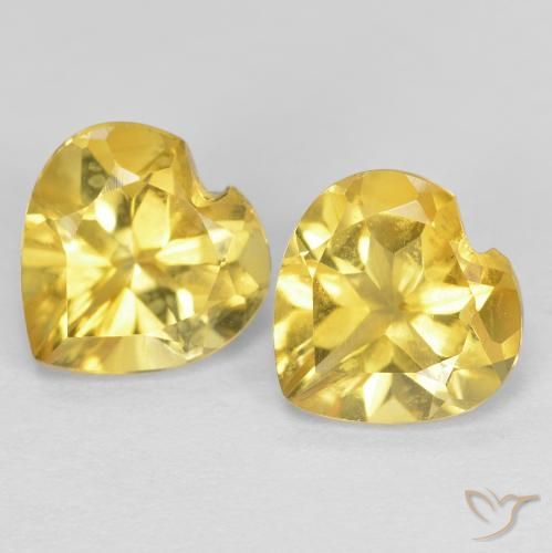 1.37 ctw Yellow Citrine Stones, Natural Citrine in Heart Facet Shape for Sale