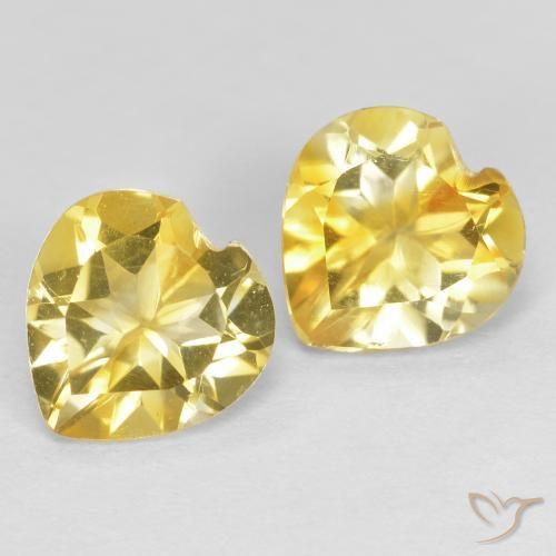 1.32 ctw Yellow Citrine Stones, Natural Citrine in Heart Facet Shape for Sale