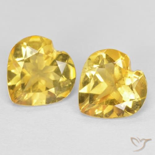 1.15 ct Yellow Citrine, 6 x 6 mm Heart Cut From Brazil, Photo A