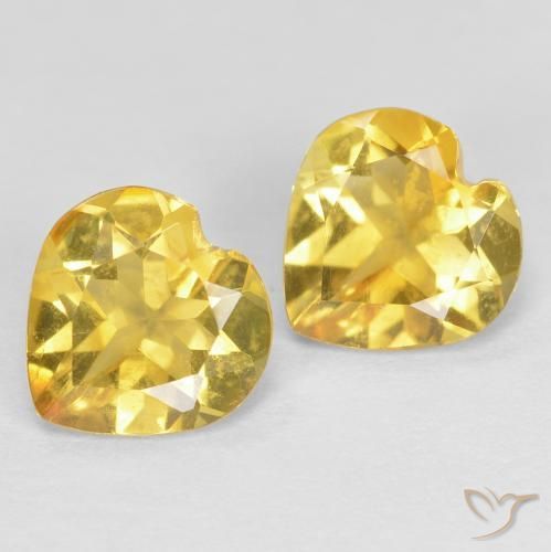 1.15 ctw Yellow Citrine Stones, Natural Citrine in Heart Facet Shape for Sale