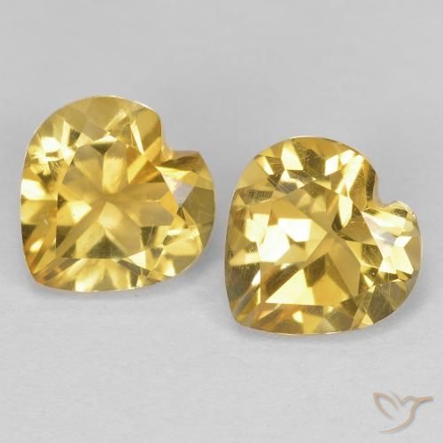 1.33 ctw Golden Citrine Stones, Natural Citrine in Heart Facet Shape for Sale