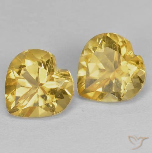 1.52 ctw Golden Citrine Stones, Natural Citrine in Heart Facet Shape for Sale
