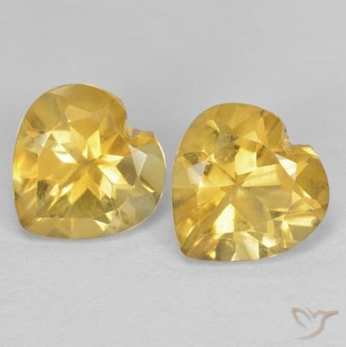 2 pièces assorties de citrine Doré Cœur de taille 6,1 x 6,1mm, poids total de 1,4 ct / moyenne de 0,7 ct chacune, Or avec pureté vvs-vs, pierre gemme naturelle Non traité, dureté de Mohs 7 convient aux bijoux de tous les jours, pierre de sagesse, Débloque le chakra du plexus solaire, Photo A
